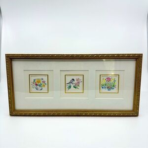 Custom Gold Framed Watercolor Floral Artwork